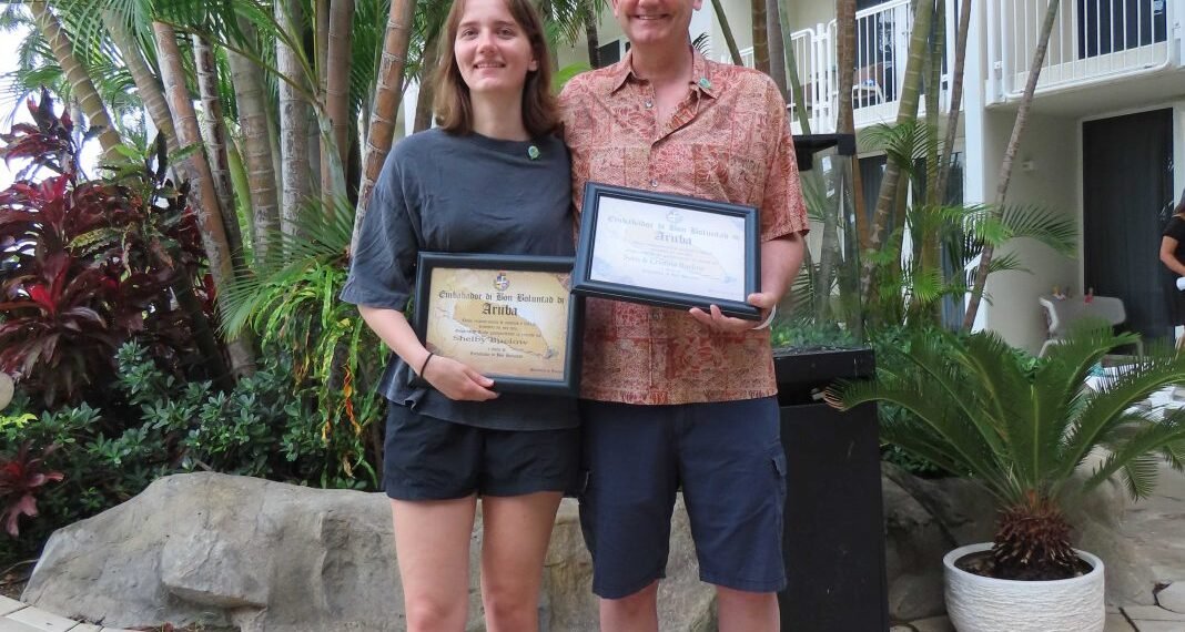 Aruba Tourism Authority Honors Loyal Visitors Mr. Sven Buelow & Mrs. Cristina Buelow at Renaissance Wind Creek Aruba Resort