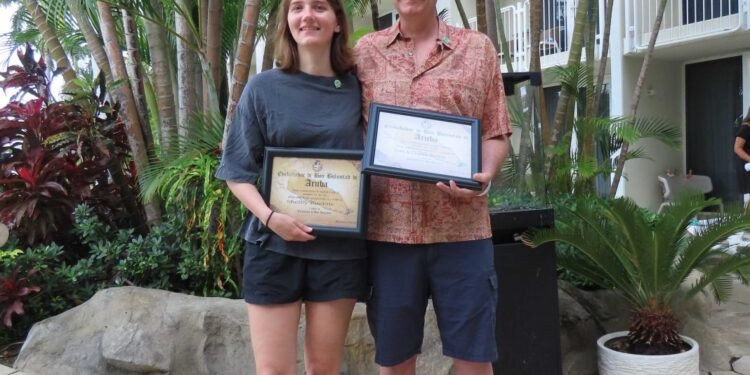 Aruba Tourism Authority Honors Loyal Visitors Mr. Sven Buelow & Mrs. Cristina Buelow at Renaissance Wind Creek Aruba Resort