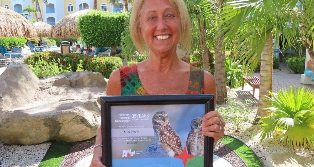 Aruba Tourism Authority Honors Loyal Visitor Mrs. Gina Puglisi at Costa Linda Beach Resort