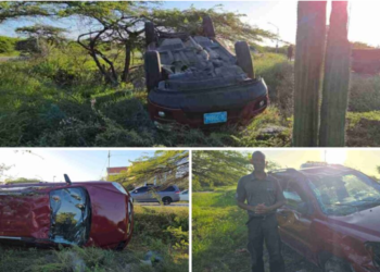 Driver Overturns Vehicle to Avoid Pedestrians on Avenida Nelson Orlando Oduber