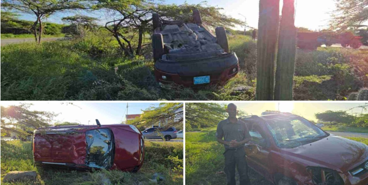 Driver Overturns Vehicle to Avoid Pedestrians on Avenida Nelson Orlando Oduber