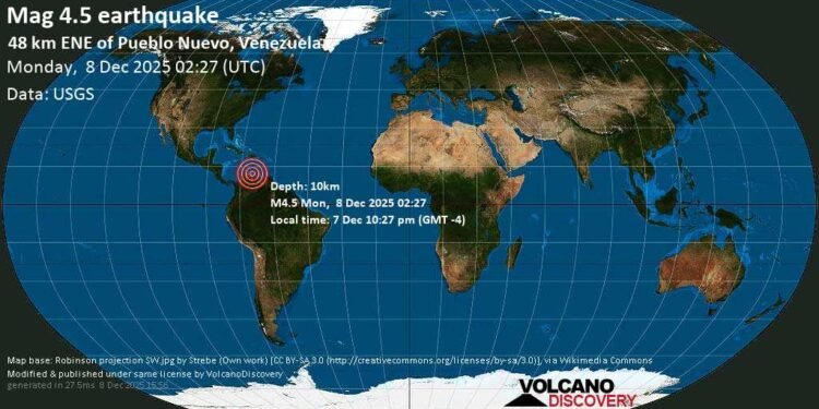 Light Tremors Felt in Aruba After Magnitude 4.5 Earthquake Near Venezuela Light Tremors Felt in Aruba After Magnitude 4.5 Earthquake Near Venezuela