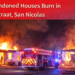 Two Abandoned Houses Burn in Prinsenstraat, San Nicolas