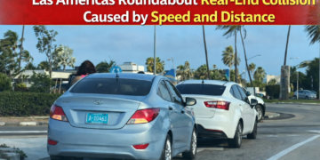 Las Americas roundabout rear-end collision