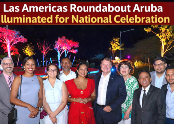 Las Americas Roundabout Aruba illuminated