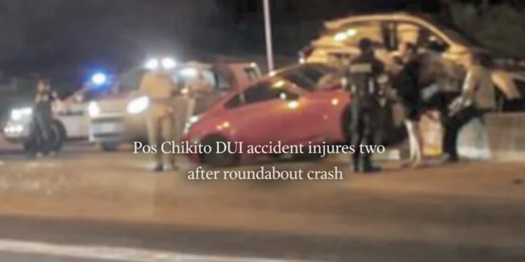 Pos Chikito DUI accident injures two after roundabout crash pos
