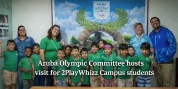 Aruba Olympic Committee hosts visit for 2PlayWhizz Campus students olympic
