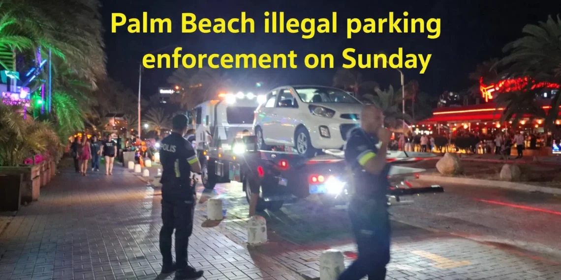 Palm Beach illegal parking enforcement on Sunday