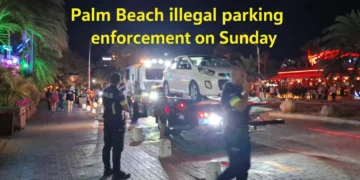 Palm Beach illegal parking enforcement on Sunday