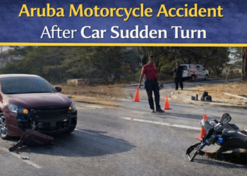 Aruba motorcycle accident after car sudden turn
