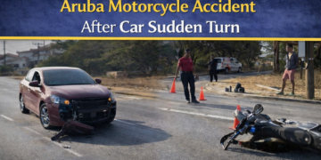 Aruba motorcycle accident after car sudden turn