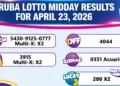 Aruba Lotto Midday Results for April 23, 2026