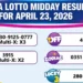 Aruba Lotto Midday Results for April 23, 2026