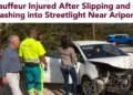 Chauffeur Injured After Slipping and Crashing into Streetlight Near Airport chauffeur