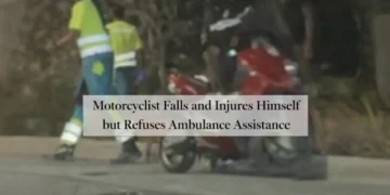 Motorcyclist Falls and Injures Himself but Refuses Ambulance Assistance motorcyclist