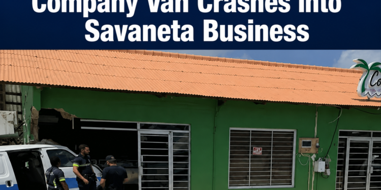 company van crashed into Savaneta Business Savaneta company van crash