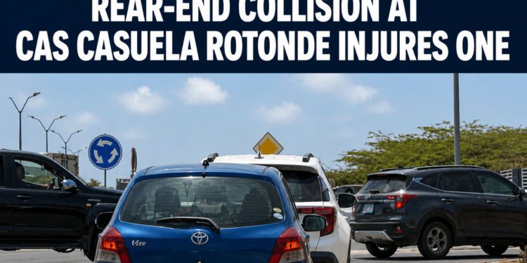 Rear-End Collision at Cas Casuela Rotonde Injures One