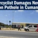 Motorcyclist Damages New Bike on Pothole in Cumana motorcyclist