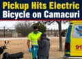 Pickup Hits Electric Bicycle on Camacuri pickupbicycle