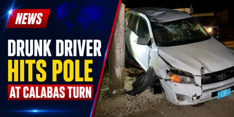 Drunk Driver Hits Pole at Calabas Turn