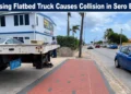 reversing flatbed truck sero blanco
