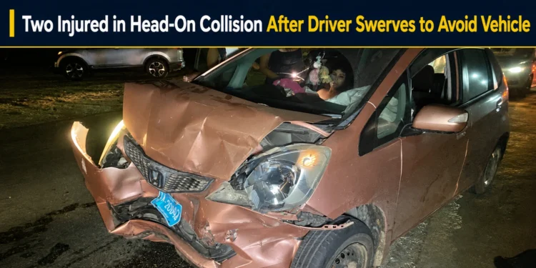 two injured head on collision
