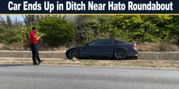 Car Ends Up in Ditch Near Hato Roundabout hato roundabout