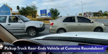 Pickup Truck Rear-Ends Vehicle at Cumana Roundabout