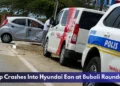 Pickup Crashes Into Hyundai Eon at Bubali Roundabout