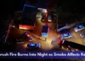 Moko Brush Fire Burns Into Night as Smoke Affects Residents