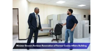 Minister Dowers Reviews Renovation of Former Casino Affairs Building