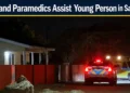 Police and Paramedics Assist Young Person in Santa Cruz police and paramedics