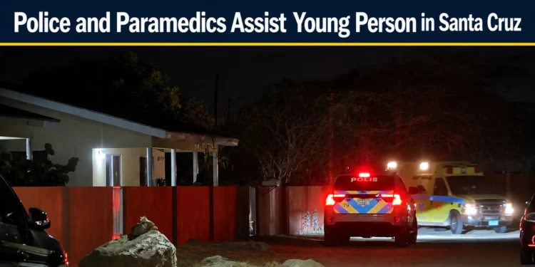 Police and Paramedics Assist Young Person in Santa Cruz police and paramedics