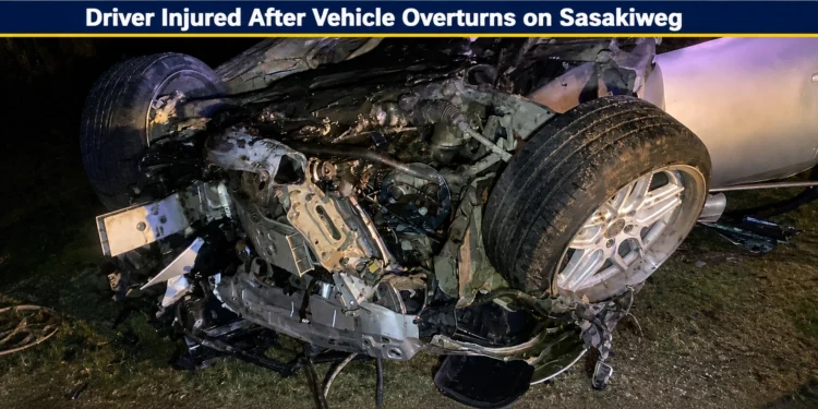 Driver Injured After Vehicle Overturns on Sasakiweg sasakiweg