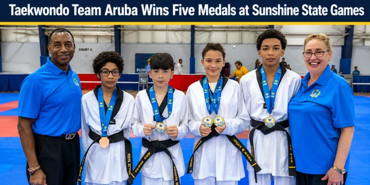 taekwondo team aruba wins five medals