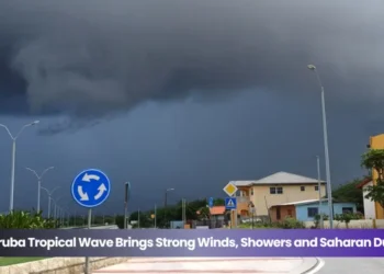 aruba tropical wave brings strong winds, showers and saharan dust