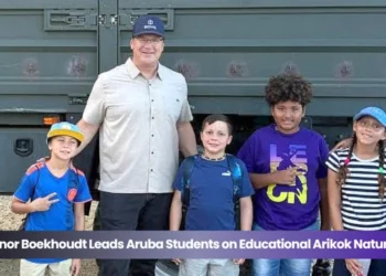 governor boekhoudt leads aruba students on educational arikok nature walk