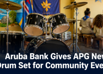 Aruba Bank Gives APG New Drum Set for Community Events