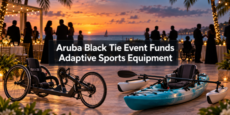Aruba Black Tie Event Funds Adaptive Sports Equipment Adaptive sports bicycle and kayak at an Aruba charity event