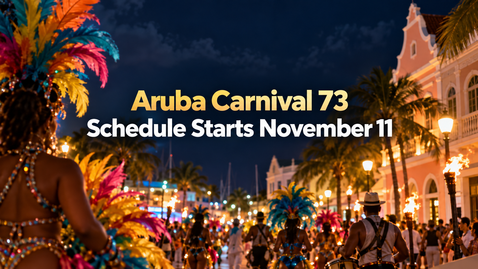 Aruba Carnival parade in Oranjestad at night