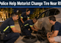 Aruba Police Help Motorist Change Tire Near RIU Palace