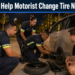 Aruba Police Help Motorist Change Tire Near RIU Palace Aruba Police Help Motorist Change Tire Near RIU Palace