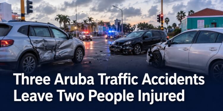 Three Aruba Traffic Accidents Leave Two People Injured Emergency response at an Aruba road intersection after traffic accidents