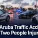 Emergency response at an Aruba road intersection after traffic accidents