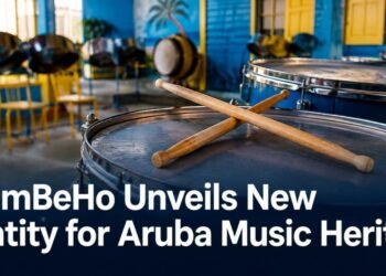 Drums and Aruba colors representing ASamBeHo musical heritage