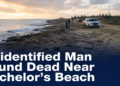 Unidentified Man Found Dead Near Bachelor’s Beach Rocky shoreline near Bachelor’s Beach where an unidentified man was found dead
