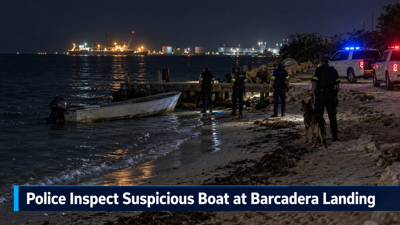 Police Inspect Suspicious Boat at Barcadera Landing
