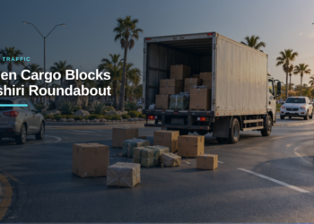 Fallen Cargo Blocks Bushiri Roundabout