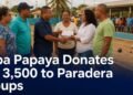 Community donation presentation after the Copa Papaya bolas tournament