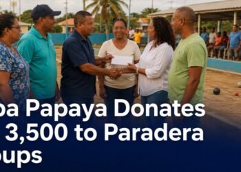 Community donation presentation after the Copa Papaya bolas tournament